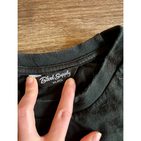 Mens Fashion BLVD T-Shirt Loose Fit Short-Sleeve Shirt Black Neon Print - Picture 5 of 7